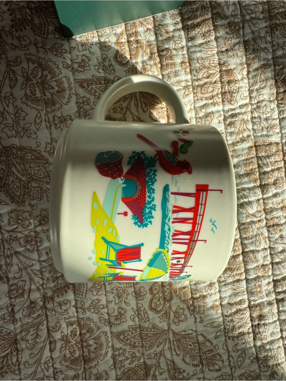 Starbucks Virginia White Ceramic State Mug with Colorful Floral Design